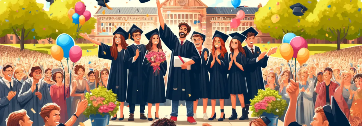 illustration of college graduation - Street Decor